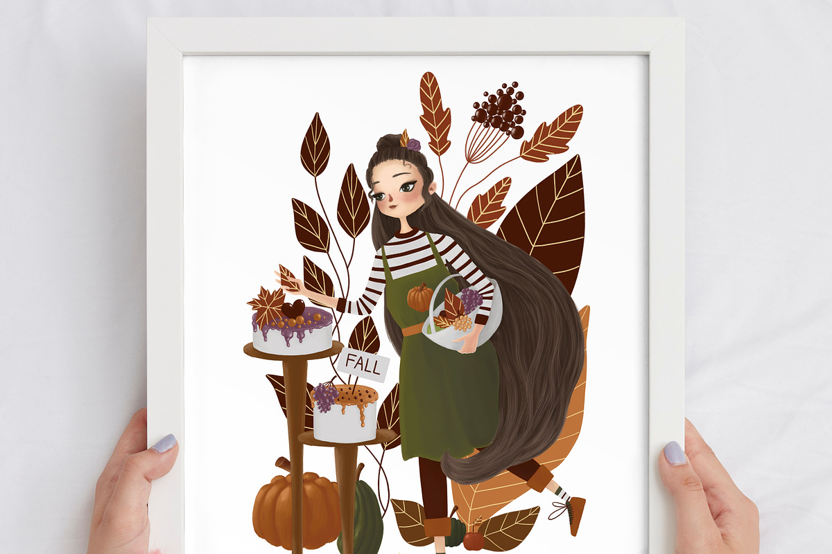 Unique Fall Baker Girl Illustration, a Seasonal Illustration by Chloe's Illustrations (Photo 2 of 4)