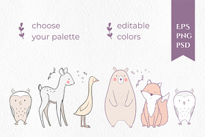 Forest Animals Set EPS PNG PSD