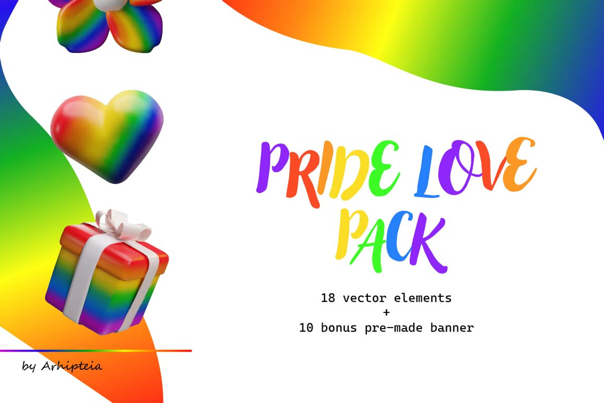 Pride Love Pack vector 3D, a Seasonal Illustration by Arhipteia (Photo 4 of 8)