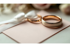 Wedding rings on pink invitation, a Photo by Rodica Ciorba