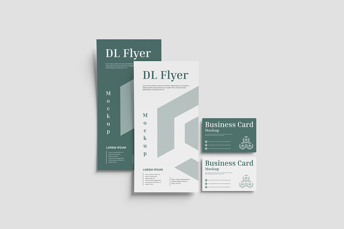 DL Flyer With Business Card Mockup, a Product Mockup by Indah