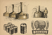 Vintage brewery. Alcohol production., a Food Illustration by bioraven (Thumbnail 3 of 15)