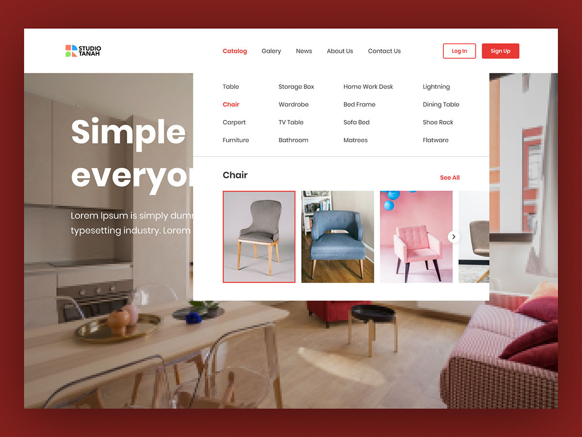 Web Navigation Bar Mega Menu Design, a Landing Page Template by Kreativ ...