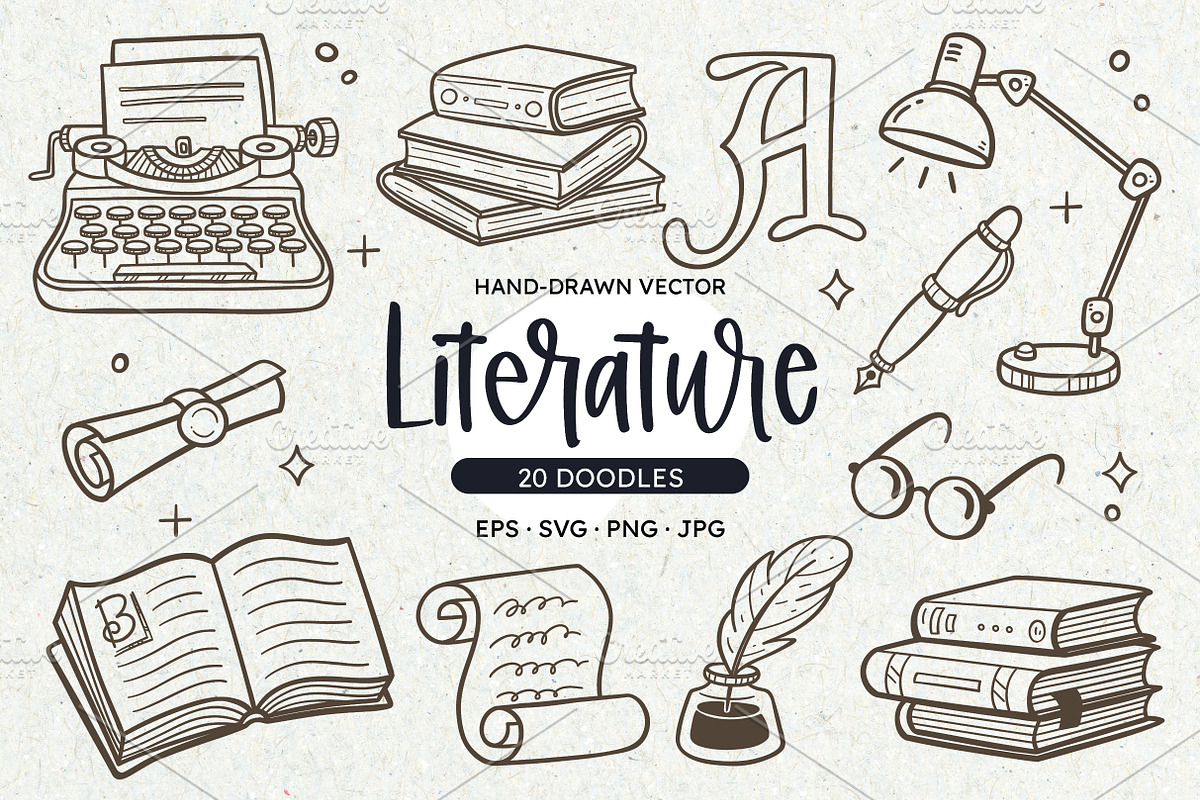 Literature Doodle Clipart Set, an Education Illustration by insemar (Photo 1 of 4)