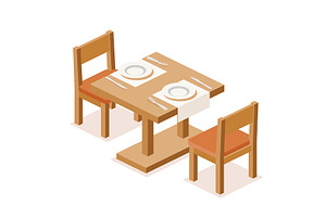 Wooden dining table with two chairs., an Illustration by Booblgum