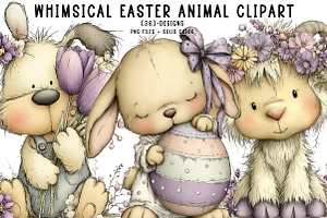 whimsical easter animal clipart, an Illustration by CreationArt
