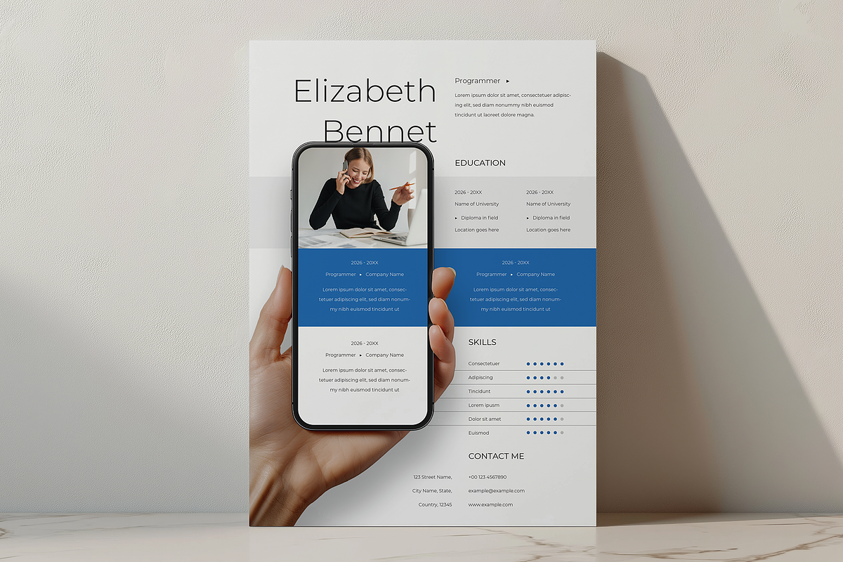 Creative CV with Smartphone Mockup, a Resume Template by Filip Studio (Photo 1 of 5)