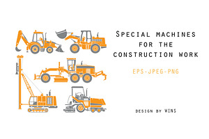 Big set of construction equipment