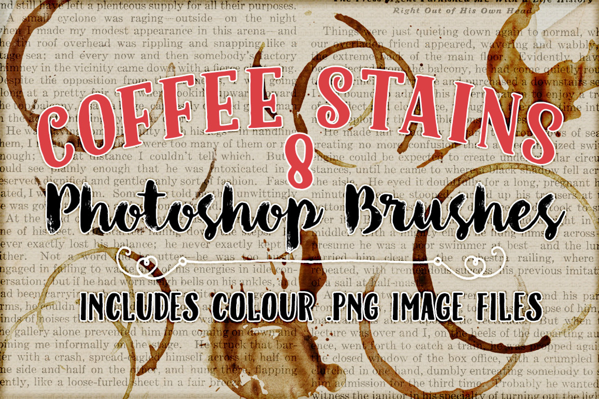 Coffee Stains Photoshop Brushes, a Brush Add-On by Clikchic Designs (Photo 1 of 2)
