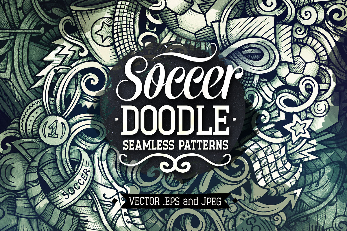 Soccer Graphic Doodle Patterns, a Pattern Graphic by BALABOLKA (Photo 1 of 6)
