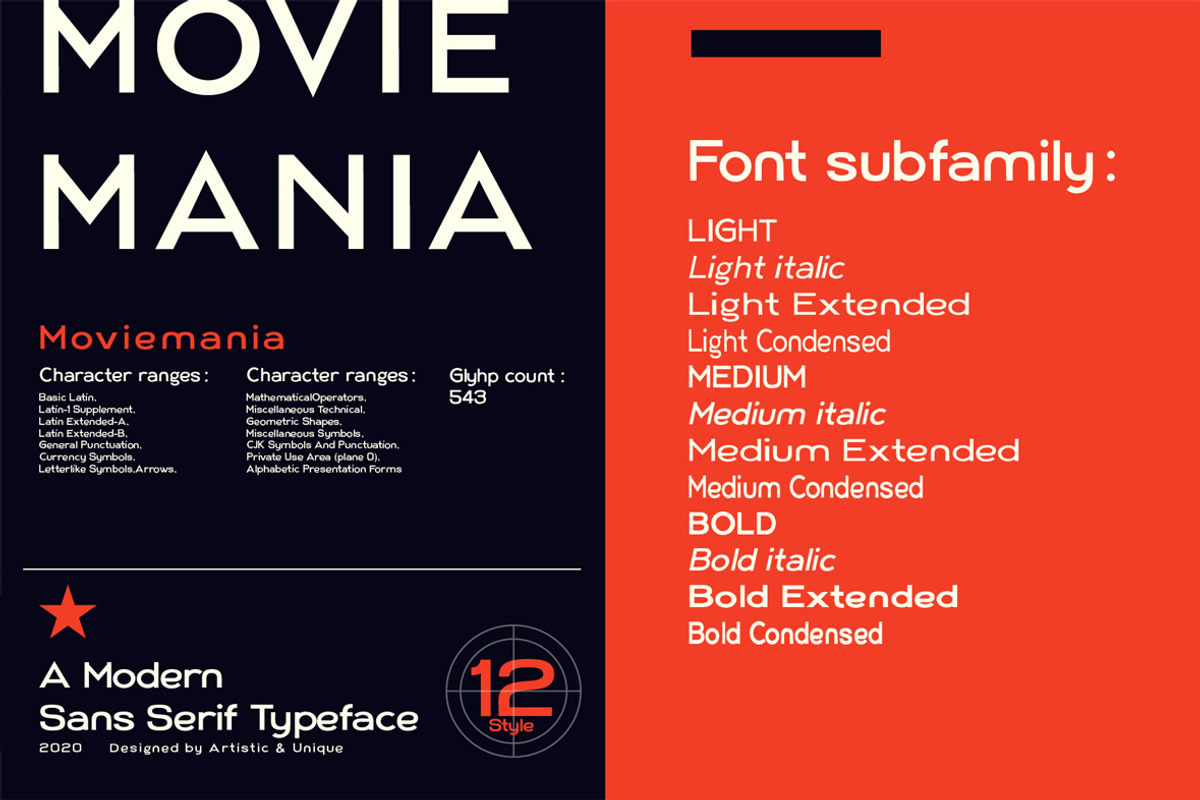 Moviemania - Sans Serif Font Family preview 5