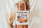 Read More Books, Ghost with Bow & Bo, an Illustration by DreamCafeArt (Thumbnail 3 of 7)