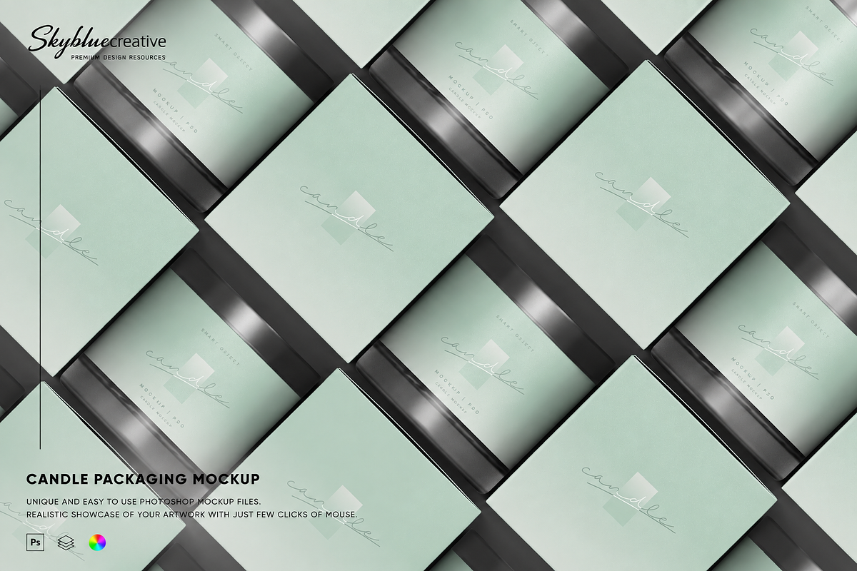 Set of Candles Mockup, an Advertising Mockup by skybluecreative (Photo 1 of 2)