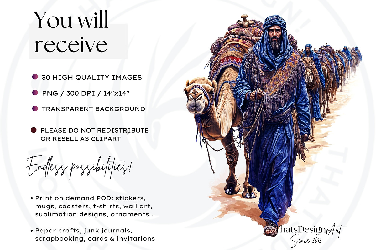 Berber Tuareg Man clipart set, a Person Illustration by ThatsDesignArt (Photo 3 of 10)