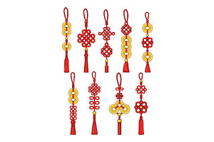 Chinese lucky knots set representing, an Object Illustration by pikepicture