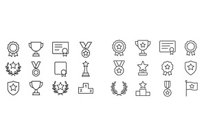 Collection of award icons featuring, an Object Illustration by ZinetroN