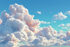 Dreamy White Cumulus Clouds in Bright Blue Sky with Soft Pastel, an Abstract Photo by José Manuel Gelpi