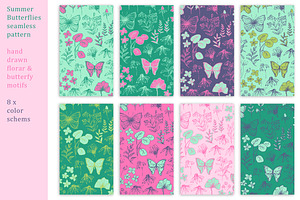 Summer Butterflies Seamless Pattern