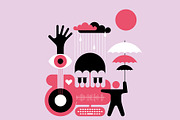 Rain Music Vector Flat Design, an Illustration by danjazzia (Thumbnail 4 of 4)