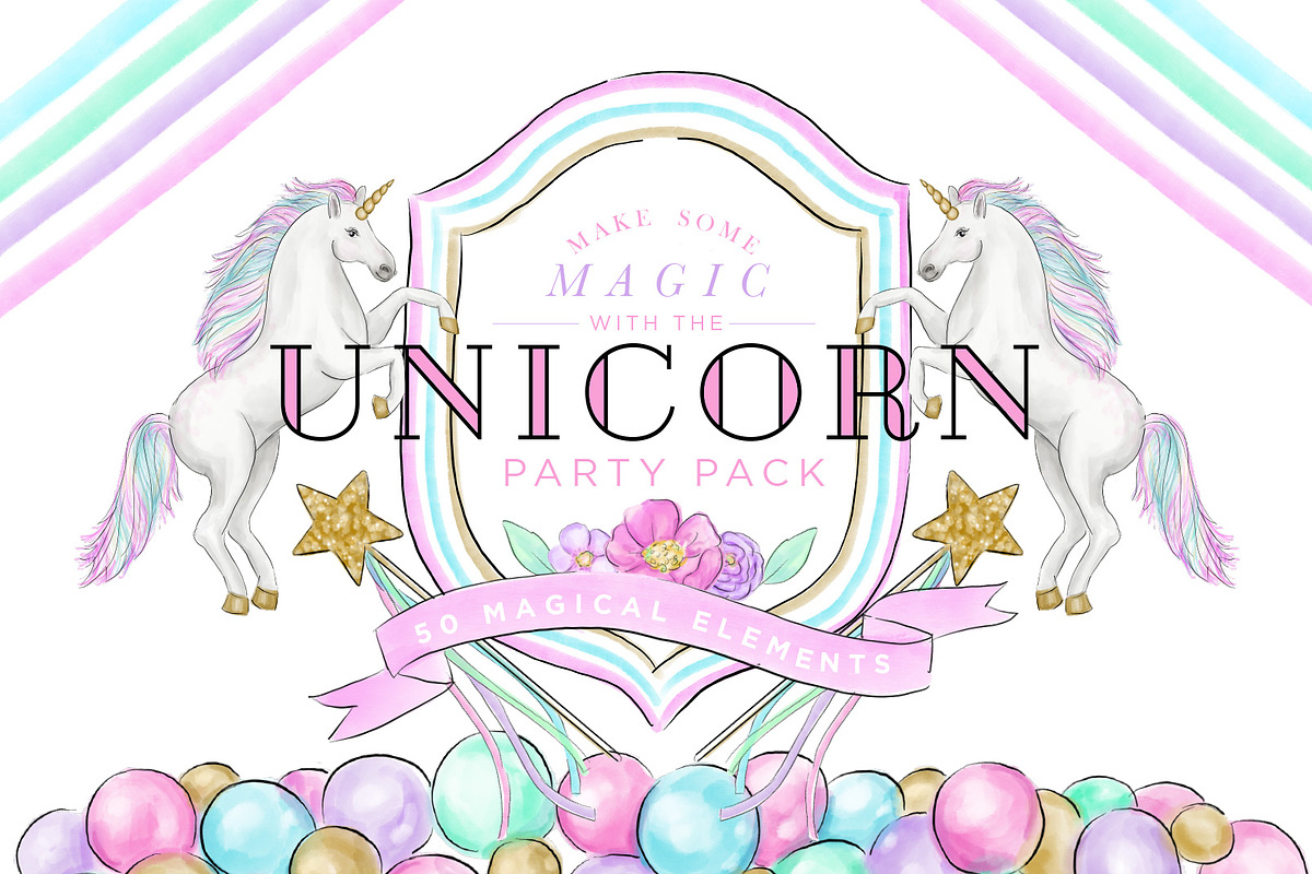 Unicorn Party Pack, an Illustration by Relish Designs (Photo 1 of 6)