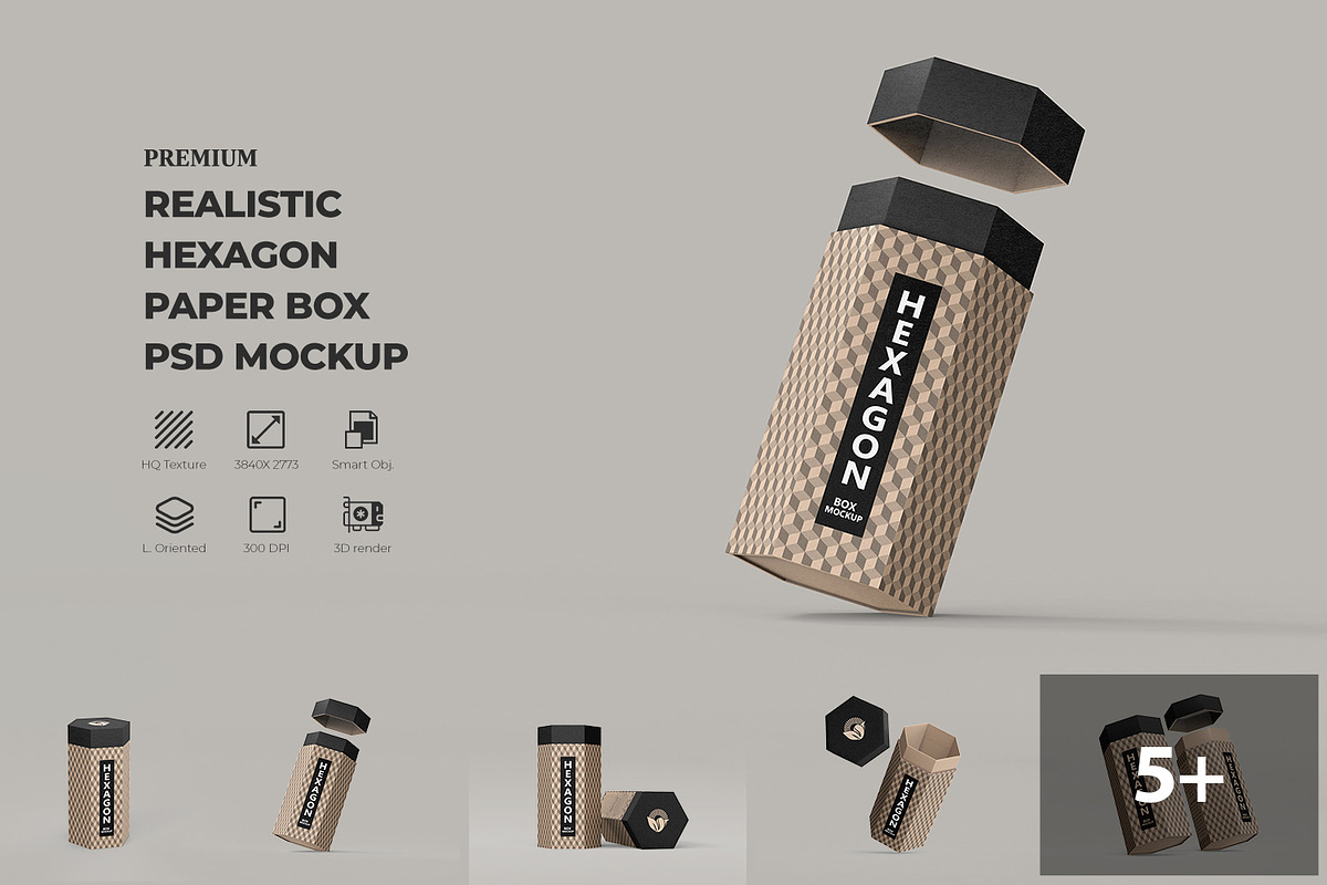 Sleek Hexagonal Packaging Mockup, a Packaging Mockup by Ram Studio LLC (Photo 1 of 16)