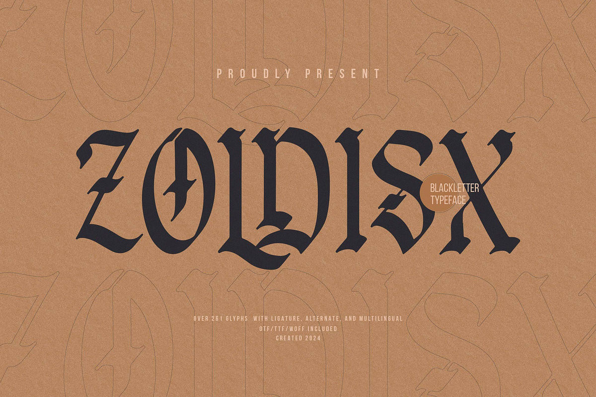 Zoldisx | Blackletter Typeface, a Blackletter Font by Denustudios (Photo 1 of 15)