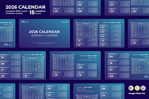 2026 Calendar Google Slides Template, a Presentation Template by QR Design Studio