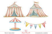 Watercolor Animal Circus Clipart Set, an Illustration by MockupWizard (Thumbnail 4 of 6)