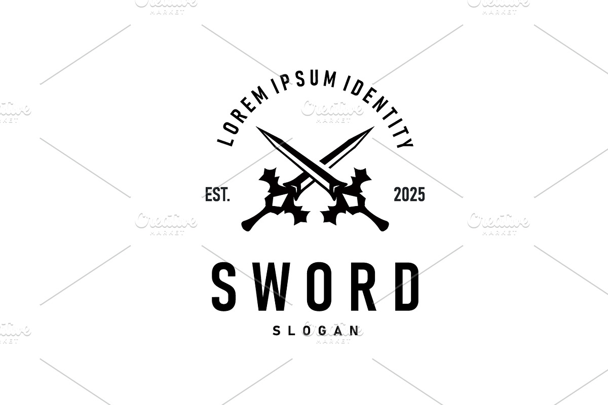 Black silhouette design logo sword, a Branding & Logo Template by Maylianaw28