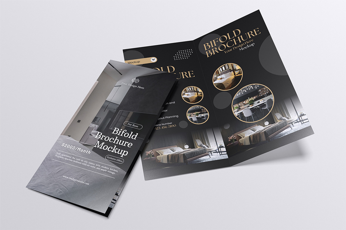 Bifold Brochure Mockup, an Advertising Mockup by HanaSaka_Studio (Photo 5 of 5)