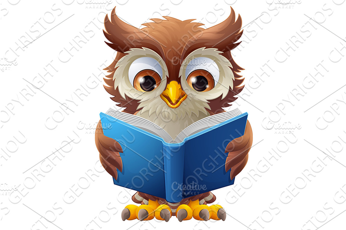 Wise Owl Cartoon Cute Character, an Education Illustration by Christos Georghiou