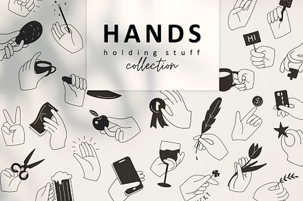 Hands holding stuff collection