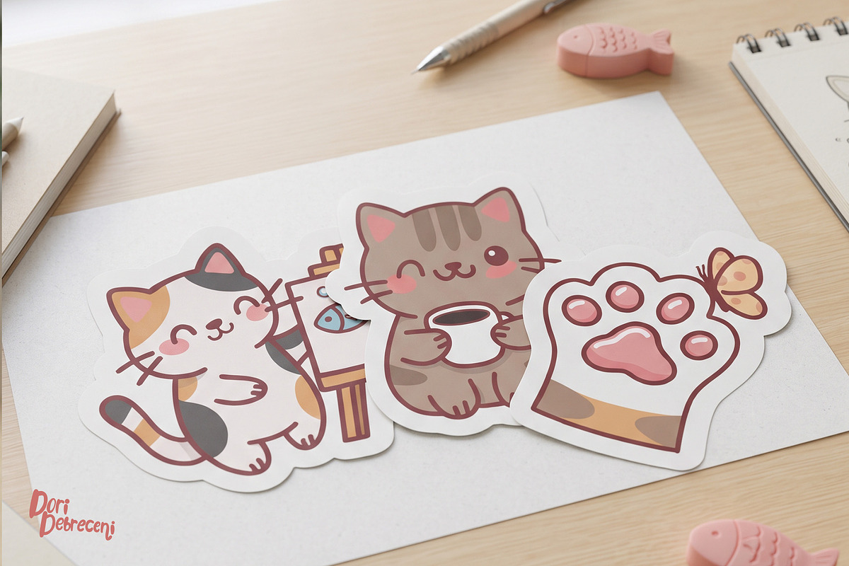 Sweet and playful kawaii kitty crew, an Animal Illustration by Dori Debreceni draws (Photo 2 of 7)
