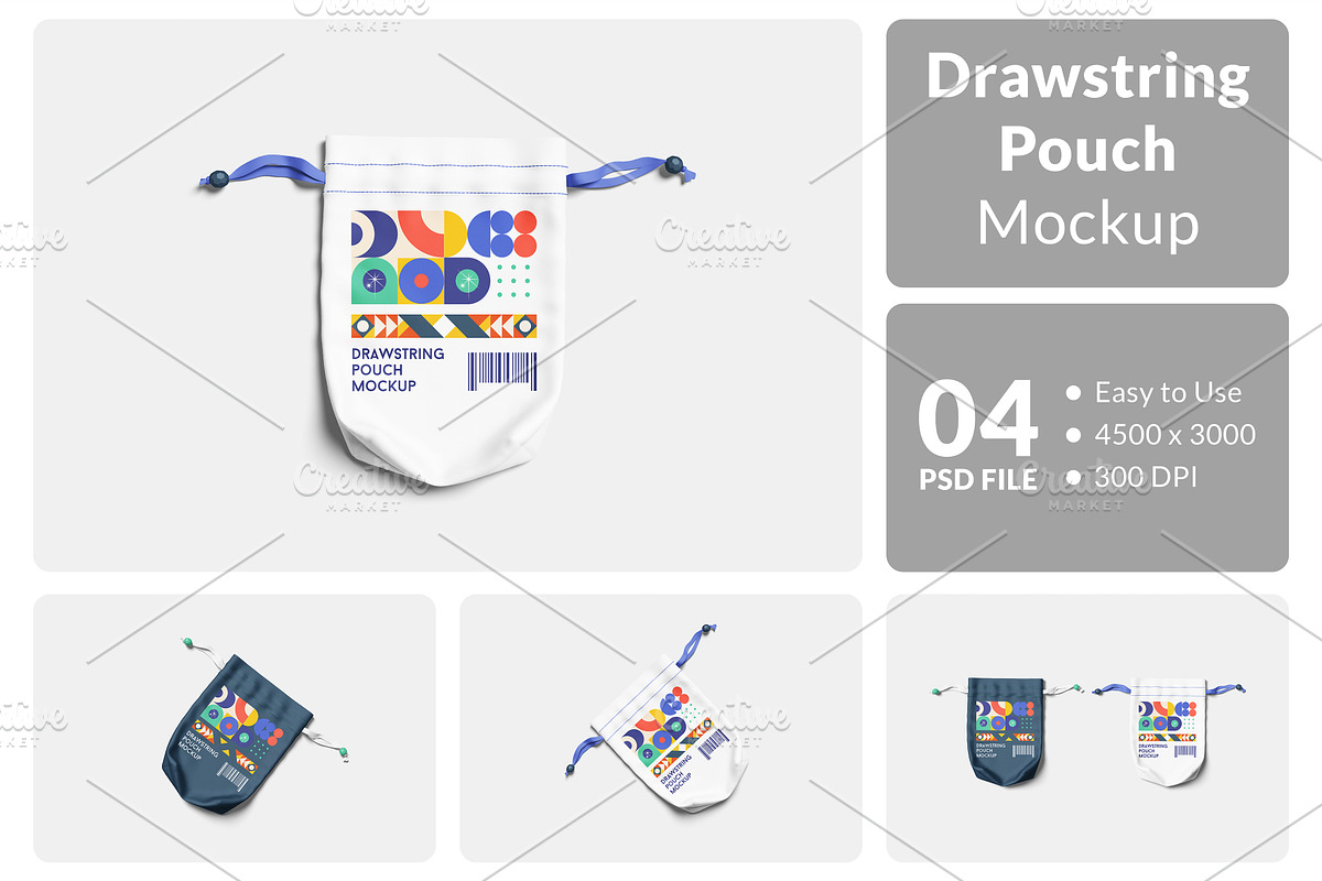 Drawstring Pouch Mockup, a Packaging Mockup by Hazzpro_Std (Photo 1 of 5)