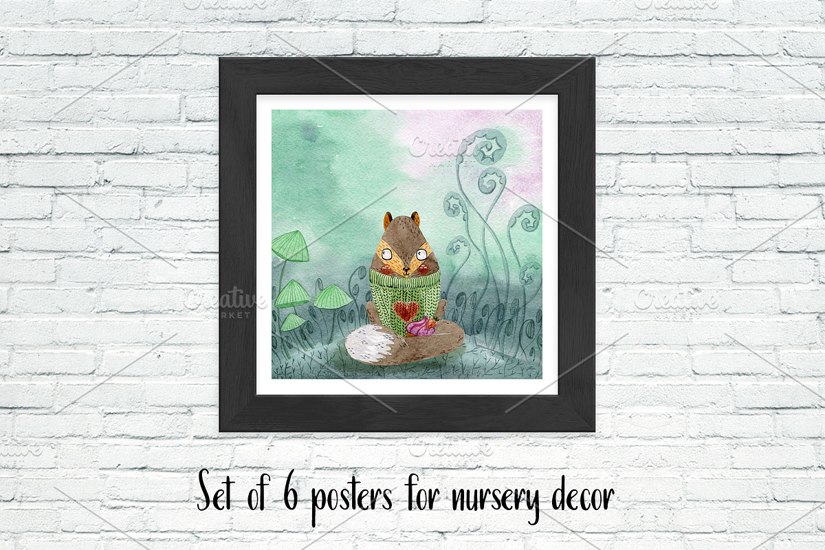 Cute watercolor animals Design Set, an Animal Illustration by Xenia_Art (Photo 14 of 14)