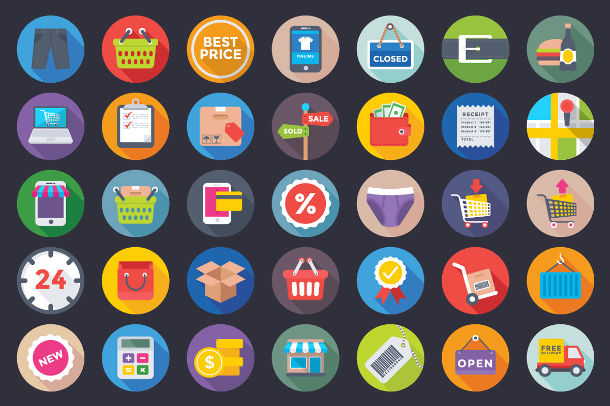 257 Shopping and Commerce Flat Icons, an Outline Icon by Creative Stall