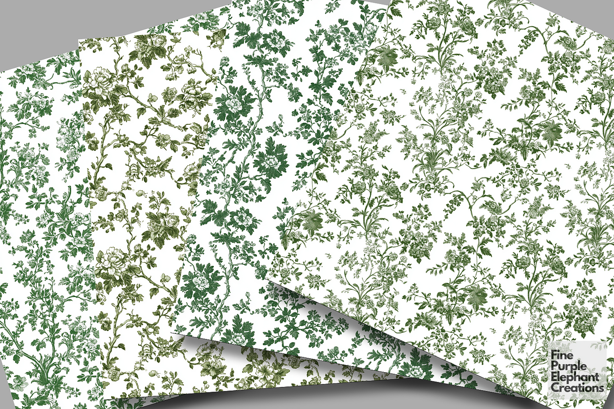Green Toile Elegance Chinoiserie, a Pattern Graphic by Fine Purple Elephant (Photo 2 of 5)