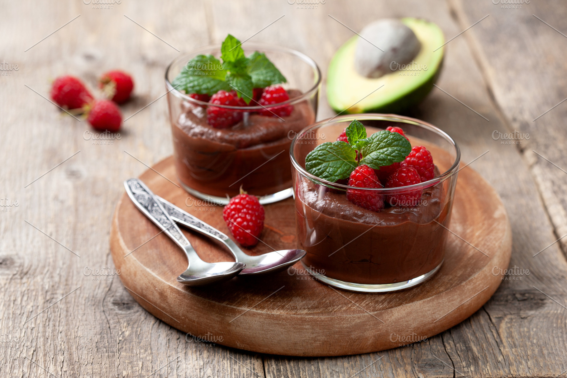 Avocado chocolate mousse containing chocolate, dessert, and food, a Food & Drink Photo by natashamam