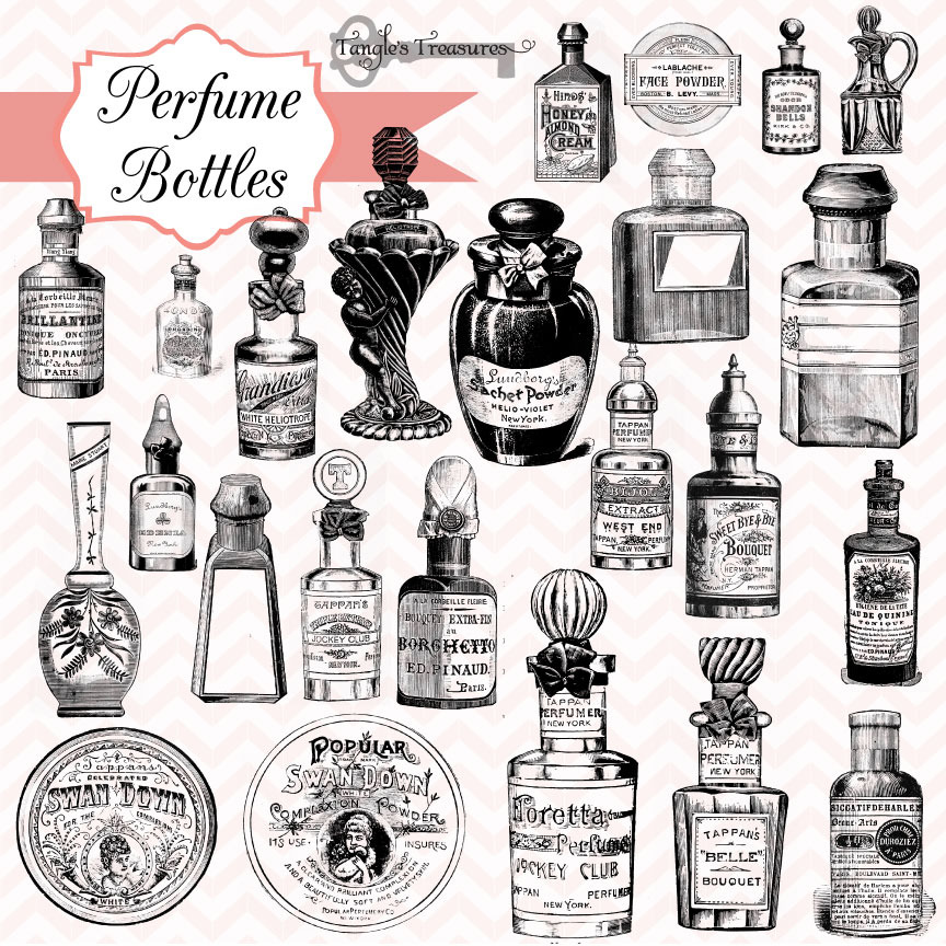 Vintage Perfume Bottles Brushes, an Illustration by Verdigris Studios