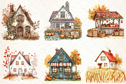 Autumn Houses Clipart, an Illustration by Libby Wishes (Thumbnail 4 of 7)