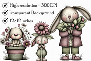 Whimsical Garden Bunny Clipart Set, an Illustration by Libby Wishes (Thumbnail 2 of 7)