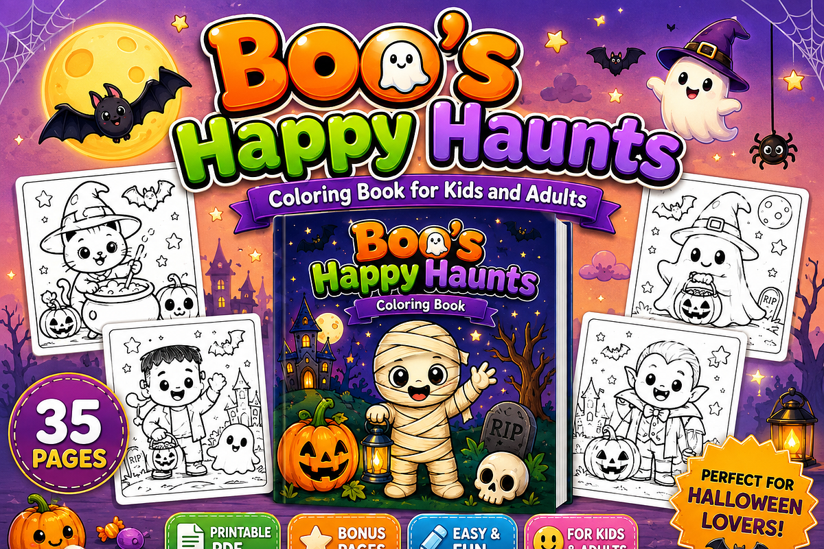 Boo’s Happy Haunts Coloring Book, a Seasonal Illustration by Design Zone (Photo 3 of 4)