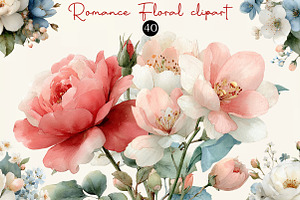Romance Floral, Watercolor clipart, an Illustration by DreamCafeArt