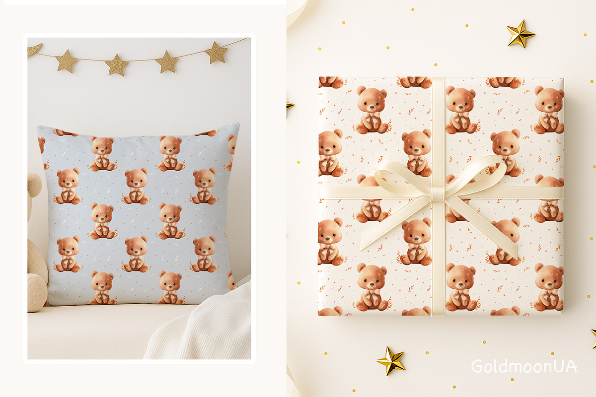 Teddy Bear Patterns & Clipart, an Animal Illustration by GoldmoonUA (Photo 4 of 5)