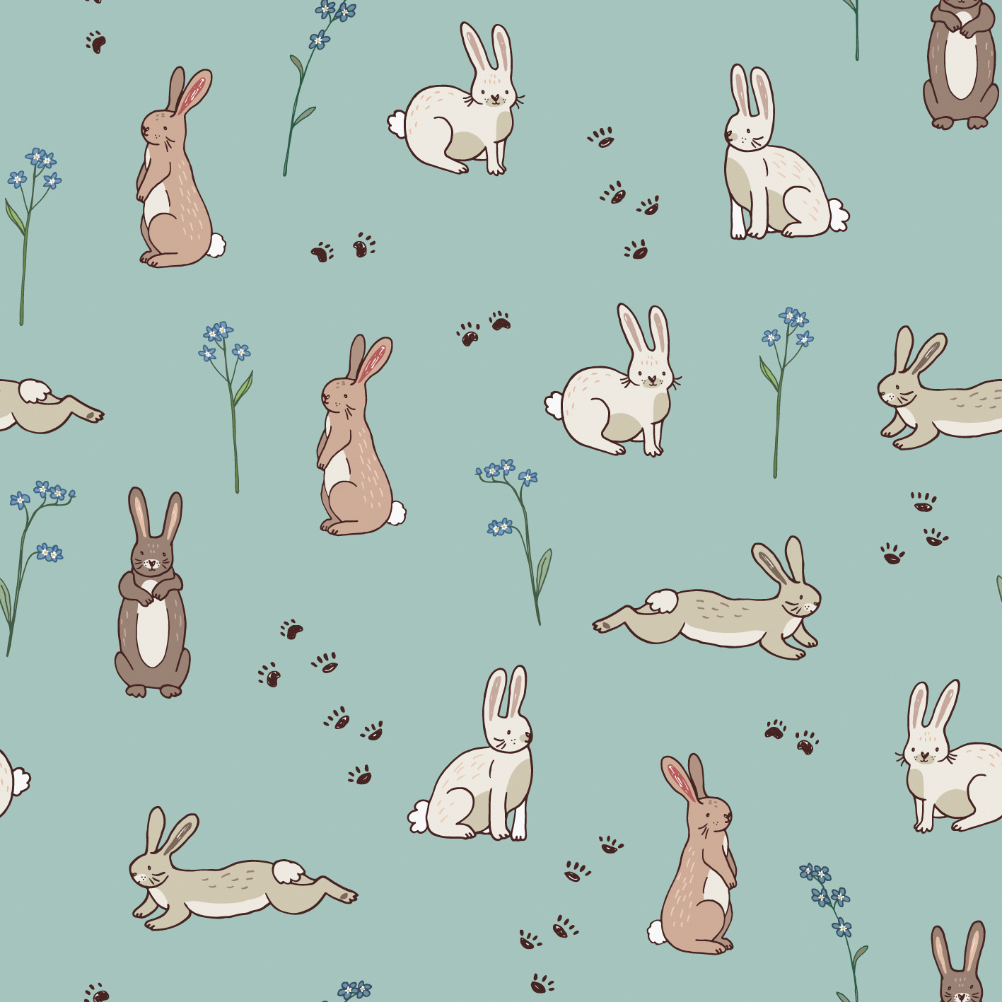 Rabbits seamless vector patterns