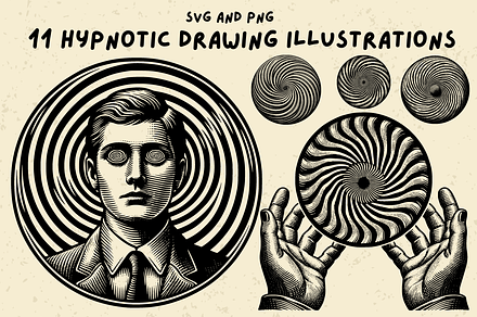 Hypnotic Spiral Illustrations Bundle, a Decorative Illustration by Ray Crimson