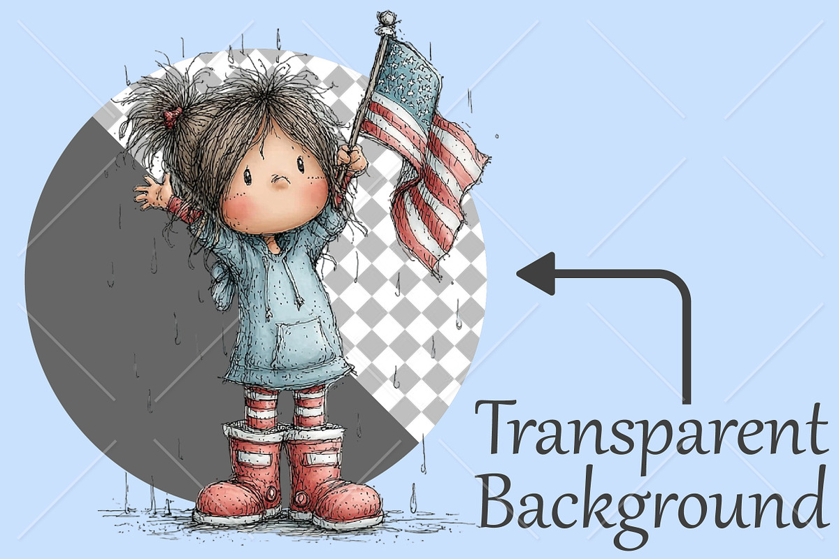 Whimsical 4th of July Girl Clipart, a Seasonal Illustration by Canvas Craft (Photo 2 of 10)