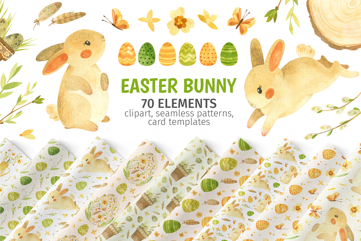 Easter Bunny, Rustic watercolor set, an Animal Illustration by Valin Malin (Photo 1 of 9)
