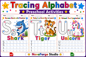 Preschool Alphabet S-T-U Worksheets