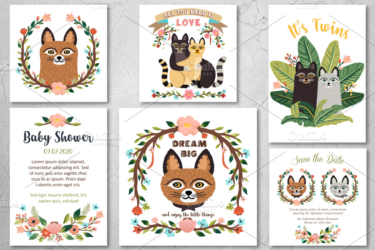 Big Meow Set. Cute Cats Prints, an Animal Illustration by Dasha_D (Photo 7 of 9)
